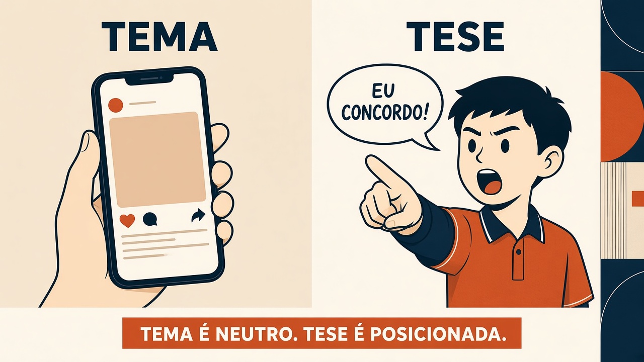 Charge: tema é neutro, tese é posicionada